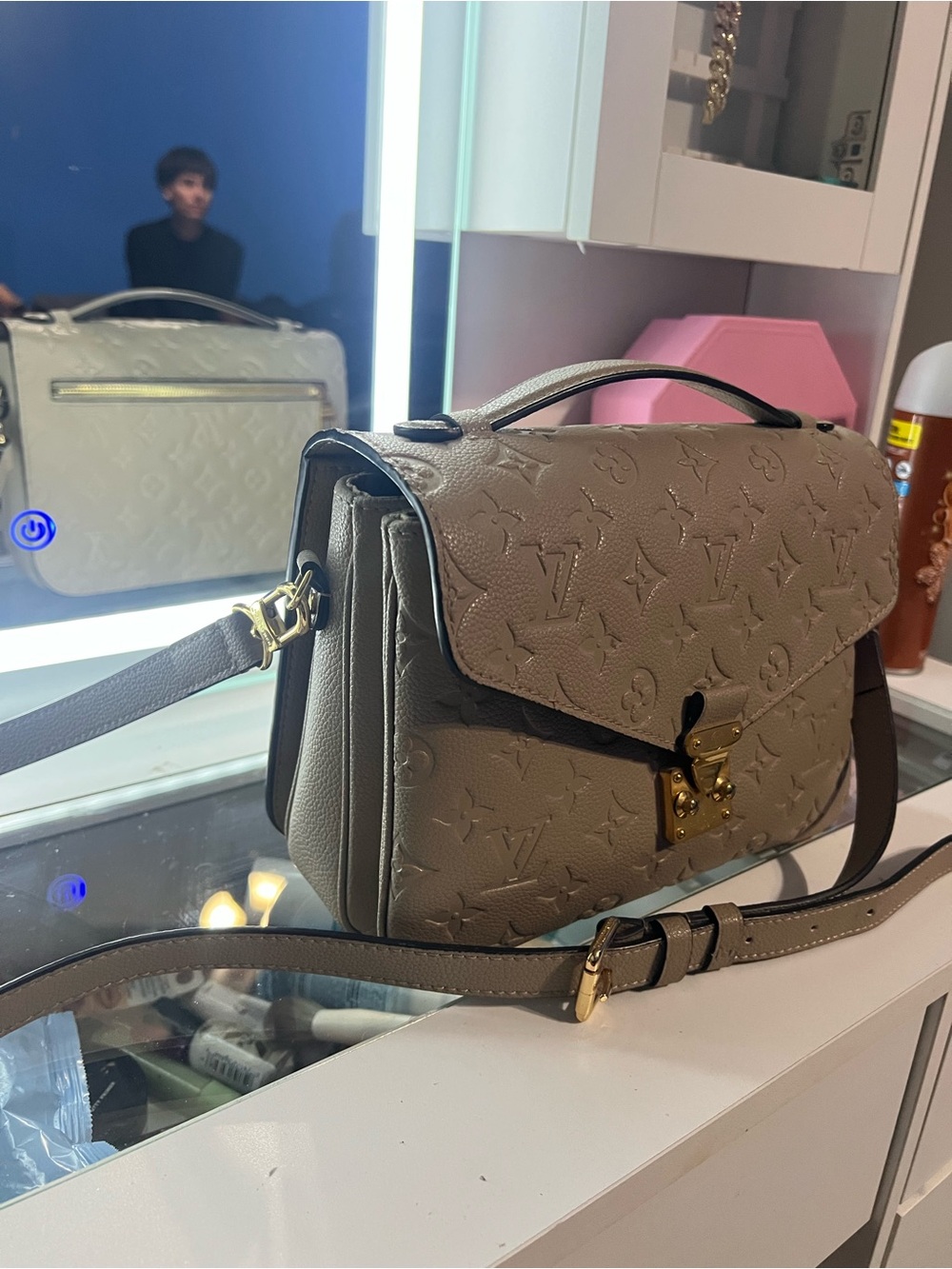 Louis Vuitton Taupe Embossed Monogram Metis Crossbody Bag